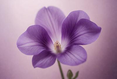 The primary subject of the image is a purple flower with a white center. The flower is the main focus of the image, and it is displayed against a pink background. The visual style of the image is a close-up of the flower, showcasing its details and beauty. The dominant colors in the image are purple and white, creating a serene and calming atmosphere.
