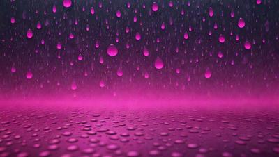 The primary subject of the image is a purple background with a raindrop pattern. The setting is a dark, pinkish background, which creates a moody and atmospheric scene. The visual style is a combination of a photo and digital art, as the raindrops are depicted in a realistic manner, while the background is a digital creation. The colors and mood of the image are predominantly purple, creating a sense of calmness and tranquility.