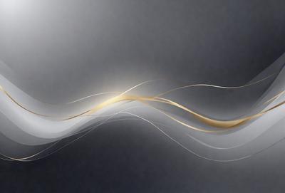 The primary subject of the image is a wave, which is the main focus of the scene. The wave is depicted in a digital art style, with a dark background and a gold and white color scheme. The wave appears to be moving through a dark space, creating a sense of depth and contrast.
