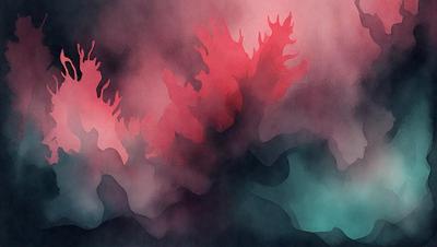 The primary subject of the image is a large, colorful coral reef. The setting is a vibrant, pinkish-purple background, which adds to the overall atmosphere of the scene. The visual style of the image is a combination of digital art and illustration, creating a unique and captivating representation of the coral reef. The colors and mood of the image are lively and energetic, with the coral reef standing out as the main focal point.