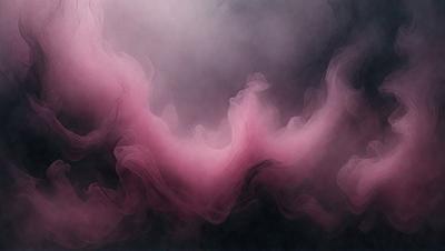 The primary subject of the image is a pink, swirling, and misty cloud. The setting is a dark background, which contrasts with the pink cloud. The visual style is a digital art or illustration, creating a surreal and dreamy atmosphere. The dominant colors are pink and purple, giving the image a soft and ethereal mood.