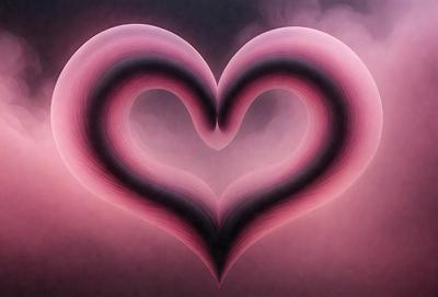 The primary subject of the image is a heart-shaped object, which is a digital art or illustration. The heart is pink and appears to be floating in a cloudy, pink background. The visual style of the image suggests that it is a creative and artistic representation of a heart. The colors and mood of the image are predominantly pink, giving it a warm and romantic atmosphere.