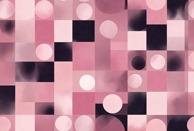 The primary subject of the image is a pattern of circles, which are arranged in a visually appealing manner. The setting is a pink background, which adds a warm and inviting atmosphere to the scene. The visual style of the image is a combination of digital art and illustration, creating a unique and eye-catching design. The dominant colors in the image are pink and white, which contribute to the overall mood of the piece.
