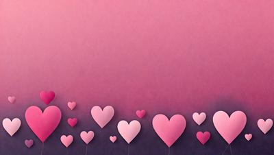 The primary subject of the image is a row of pink hearts, which are the main objects in the scene. The hearts are arranged in a line, and they are the primary focus of the image. The setting is a pink background, which complements the pink hearts and adds to the overall atmosphere. The visual style of the image is a combination of digital art and illustration, creating a unique and eye-catching design. The colors and mood of the image are predominantly pink, which gives it a warm,