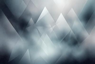 The primary subject of the image is a cloudy sky with a pattern of triangles. The setting is a cloudy day, and the visual style is a combination of a photo and digital art. The dominant colors are grays and blues, creating a moody atmosphere.