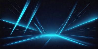 The primary subject of the image is a blue light tunnel. The setting is a dark room with a blue background, creating a striking contrast with the blue light tunnel. The visual style is a digital art or illustration, as the light tunnel appears to be a digital creation. The colors and mood of the image are predominantly blue, creating a calm and serene atmosphere.
