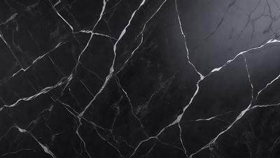 The primary subject of the image is a black and white marble wall. The setting is a dark room, and the visual style is a close-up of the marble wall. The colors and mood of the image are predominantly dark, with the marble wall being the main focus.