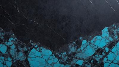 The primary subject of the image is a large, blue, textured surface, possibly a marble or stone wall. The setting is a dark room, and the visual style appears to be a combination of a photo and a digital art or illustration. The dominant colors are blue and black, creating a moody and dramatic atmosphere.