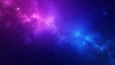 The primary subject of the image is a purple and blue starry sky. The setting is a nighttime scene with a dark background, and the visual style is a photo of the night sky. The colors and mood of the image are predominantly purple and blue, creating a serene and peaceful atmosphere.