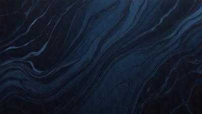 The primary subject of the image is a blue and black marbled surface, which appears to be a piece of art or a decorative item. The setting is a dark room, and the visual style is a close-up of the marbled surface. The colors and mood of the image are predominantly dark and moody, with the blue and black marbled surface creating a striking contrast against the dark background.