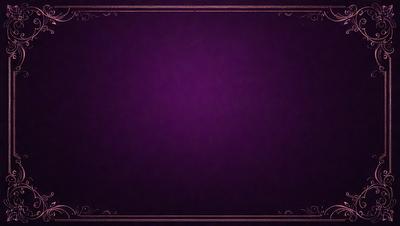 Purple background with gold frame.