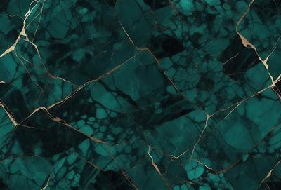 The primary subject of the image is a close-up of a blue marble tile. The setting is a bathroom, with the marble tile covering the walls and floor. The visual style is a photo, capturing the intricate details of the marble tile. The dominant colors are blue and green, creating a serene and calming atmosphere in the bathroom.