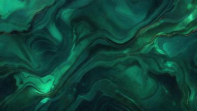 The primary subject of the image is a close-up of a green, swirling, and textured surface, possibly a piece of art or a natural formation. The setting appears to be a dark, possibly underwater, environment. The visual style of the image is a combination of photo and digital art, creating a unique and intriguing appearance. The dominant colors in the image are green and blue, with a sense of depth and movement conveyed through the swirling patterns.