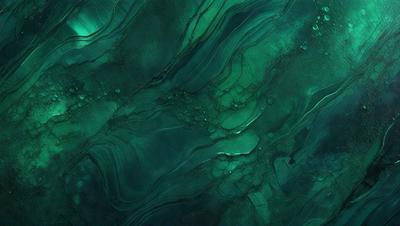 The primary subject of the image is a close-up of a green, swirling, and textured surface, possibly a piece of art or a natural formation. The setting appears to be a dark, moody environment, possibly an underwater cave or a cave with a greenish hue. The visual style of the image is a close-up, which emphasizes the intricate details of the swirling surface. The colors and mood of the image are predominantly dark and moody, with the greenish hue