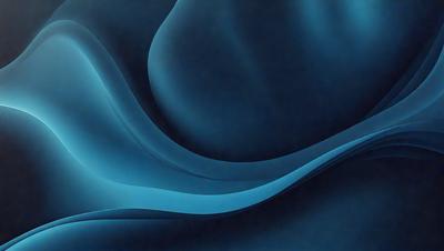 The primary subject of the image is a blue, flowing, and curved surface, which appears to be a digital art or illustration. The setting is a dark blue background, and the visual style is a combination of digital art and illustration. The colors and mood of the image are predominantly dark blue, creating a calm and serene atmosphere.