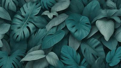 The primary subject of the image is a large group of green leaves, which are the main objects in the scene. The leaves are arranged in a dense, overlapping pattern, creating a visually striking and lush environment. The setting appears to be a natural outdoor space, with the leaves covering a significant portion of the background. The visual style of the image is a close-up of the leaves, emphasizing their intricate details and textures. The dominant colors in the image are green, which gives the scene a fresh and v