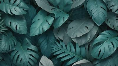 The primary subject of the image is a large group of green leaves, which are the main objects in the scene. The leaves are arranged in a dense, leafy pattern, creating a lush and vibrant visual effect. The setting is a dark background, which contrasts with the bright green leaves, emphasizing their color and texture. The visual style of the image is a close-up of the leaves, showcasing their intricate details and patterns. The overall atmosphere of the image is one of natural beauty and serenity,