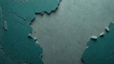 The primary subject of the image is a large, torn piece of paper or cardboard. The setting is a grey, textured surface, possibly a wall or a table. The visual style is a close-up of the torn paper, showcasing its texture and details. The colors and mood of the image are predominantly grey and somewhat dull, giving it a somewhat somber or aged appearance.