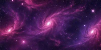 The primary subject of the image is a purple spiral galaxy, which is the main object, scene, or focus of the image. The galaxy is set against a dark purple background, creating a striking contrast. The visual style of the image is a digital art or illustration, as it is a detailed and intricate representation of the galaxy. The colors and mood of the image are predominantly purple, giving it a serene and celestial atmosphere.