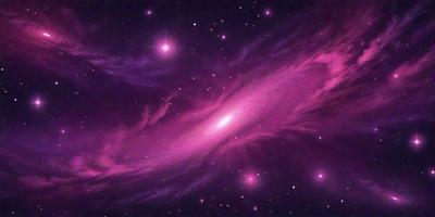 The primary subject of the image is a purple nebula, which is a cloud of gas and dust in space. The setting is a dark, star-filled sky, with the nebula being the main focus of the image. The visual style is a combination of a photo and digital art, creating a unique and captivating representation of the nebula. The colors and mood of the image are predominantly purple, giving it a serene and celestial atmosphere.