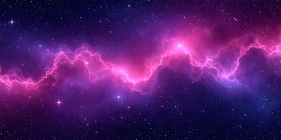 The primary subject of the image is a purple nebula, which is a swirling mass of gas and dust in space. The setting is a dark, star-filled sky, with the nebula as the main focus. The visual style is a combination of a photo and digital art, creating a unique and captivating representation of the cosmic phenomenon. The colors and mood of the image are predominantly purple, which adds a sense of mystery and wonder to the scene.