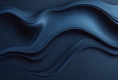 The primary subject of the image is a blue wave, which is the main object, scene, or focus of the image. The setting or background is a dark blue surface, which creates a contrasting and dramatic atmosphere. The visual style of the image is a digital art or illustration, as it appears to be a computer-generated or digitally created piece. The dominant colors in the image are blue and black, which contribute to the overall mood of the scene.