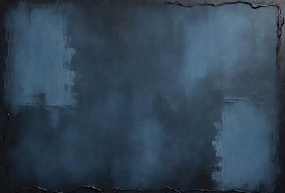 The primary subject of the image is a large, dark blue canvas with a few white spots. The setting is a black background, and the visual style appears to be a painting or drawing. The colors and mood of the image are predominantly dark and moody, with the blue canvas and white spots creating a dramatic and artistic atmosphere.