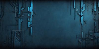 The primary subject of the image is a blue wall with a pattern of metal-like structures. The setting is a room with a blue background, and the visual style appears to be a combination of digital art and illustration. The dominant colors in the image are blue and silver, creating a calm and serene atmosphere.