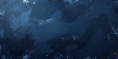 The primary subject of the image is a blue sky with a few stars visible. The setting is a night sky, and the visual style appears to be a painting or drawing. The colors and mood of the image are predominantly dark and moody, with the blue sky and stars creating a sense of depth and mystery.