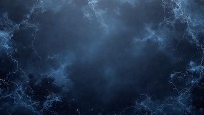 The primary subject of the image is a dark blue sky with a few white clouds. The setting is a cloudy night sky, and the visual style is a photo. The colors and mood of the image are predominantly dark and moody, with the blue sky and white clouds creating a dramatic atmosphere.