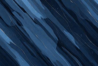 The primary subject of the image is a blue and black background with a pattern of swirls and waves. The setting is a dark, starry night, with the swirls and waves creating a sense of depth and movement. The visual style is a combination of digital art and illustration, with the swirls and waves appearing as a textured pattern. The colors and mood of the image are predominantly dark and moody, with the blue and black color scheme adding to the overall atmosphere.