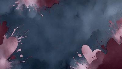 The primary subject of the image is a heart-shaped splash of red paint, which is the main focus of the scene. The setting is a dark blue background, creating a contrasting and dramatic effect. The visual style of the image is a combination of digital art and illustration, as it appears to be a digital painting. The colors and mood of the image are predominantly dark and moody, with the red paint standing out as the only bright and vibrant element.
