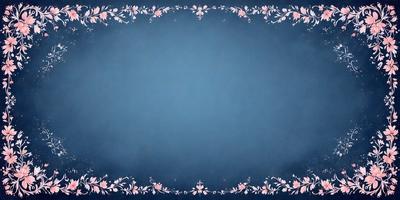 The primary subject of the image is a blue background with a pattern of pink flowers. The setting is a blue frame with a floral pattern, giving the impression of a vintage or artistic design. The visual style is a combination of a photo and a digital art, creating a unique and eye-catching presentation. The colors and mood of the image are predominantly blue and pink, with a touch of elegance and sophistication.