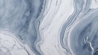 The primary subject of the image is a marble-like pattern, which is the main focus of the image. The setting is a white surface, possibly a wall or a countertop, with the marble pattern as the background. The visual style of the image is a combination of a photo and a drawing, creating a unique and artistic representation of the marble pattern. The colors and mood of the image are predominantly blue and white, giving it a clean and elegant appearance.