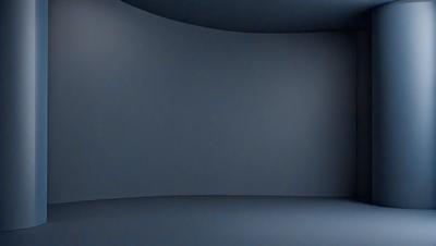 The primary subject of the image is a large, dark blue wall. The setting is a room with a blue background, and the visual style appears to be a photo. The dominant colors in the image are blue and black, creating a moody atmosphere.
