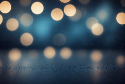 The primary subject of the image is a blue background with a pattern of white lights. The setting is a dark room, and the visual style is a digital art or illustration. The dominant colors are blue and white, creating a calm and serene atmosphere.