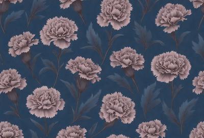 The primary subject of the image is a pattern of flowers, with a total of 14 flowers displayed in various positions. The flowers are pink and purple, creating a visually appealing and harmonious color scheme. The setting is a blue background, which complements the flowers and adds to the overall aesthetic of the image. The visual style is a combination of digital art and illustration, as the flowers are depicted in a detailed and realistic manner. The colors and mood of the image are predomin