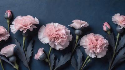 The primary subject of the image is a bouquet of pink flowers. The flowers are arranged in a vase, and they are placed against a blue background. The visual style of the image is a close-up of the flowers, showcasing their details and beauty. The colors of the flowers are predominantly pink, creating a warm and inviting atmosphere.
