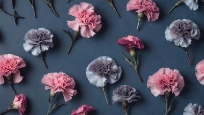 The primary subject of the image is a collection of pink and purple flowers. These flowers are arranged in a visually appealing manner, creating a sense of harmony and beauty. The setting is a blue background, which provides a striking contrast to the vibrant colors of the flowers. The visual style of the image is a combination of photo and digital art, resulting in a high-quality and detailed representation of the flowers. The dominant colors of the image are pink and purple, which evoke a sense of warmth and