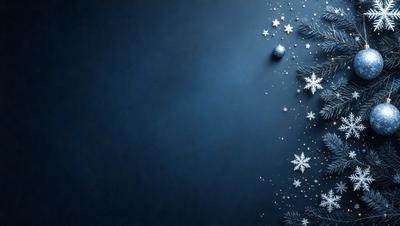 The primary subject of the image is a blue background with a pattern of falling snowflakes. The setting is a dark blue surface, and the visual style appears to be a digital art or illustration. The colors and mood of the image are predominantly dark and moody, with the falling snowflakes adding a touch of whimsy and elegance to the overall atmosphere.