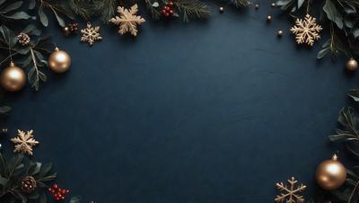 The primary subject of the image is a blue background with a pattern of snowflakes and berries. The setting is a dark blue surface, possibly a wall or a table. The visual style is a combination of digital art and illustration, creating a unique and eye-catching design. The colors and mood of the image are predominantly dark blue and cool, with the snowflakes and berries adding a touch of warmth and festivity.