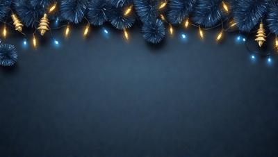 The primary subject of the image is a string of lights, which are hanging from a ceiling. The setting is a dark room, and the visual style appears to be a digital art or illustration. The colors and mood of the image are predominantly blue, creating a calm and serene atmosphere.
