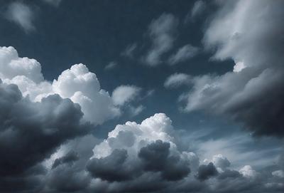 The primary subject of the image is a cloudy sky filled with various cloud formations. The setting is an outdoor environment, with the sky serving as the backdrop. The visual style of the image is a photo, capturing the natural beauty of the cloudy sky. The colors in the image are predominantly dark and moody, with the clouds creating a dramatic atmosphere.