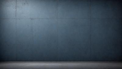 The primary subject of the image is a blue wall with a cement texture. The setting is a room with a blue wall, and the visual style is a photo. The dominant colors are blue and grey, creating a calm and serene atmosphere.