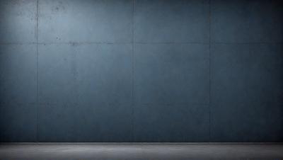 The primary subject of the image is a blue wall with a cement texture. The setting is a room with a blue wall, and the visual style is a photo. The dominant colors are blue and grey, creating a calm and serene atmosphere.