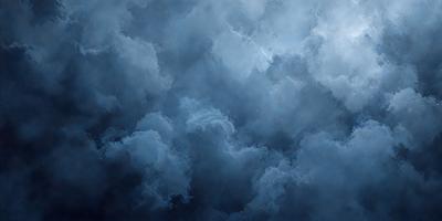 The primary subject of the image is a cloudy sky with dark clouds and a blue background. The setting is an artistic representation of the sky, possibly a painting or drawing. The visual style is a combination of photo and digital art, creating a unique and intricate scene. The colors and mood of the image are predominantly dark and moody, with the blue hue adding a sense of calmness to the overall atmosphere.