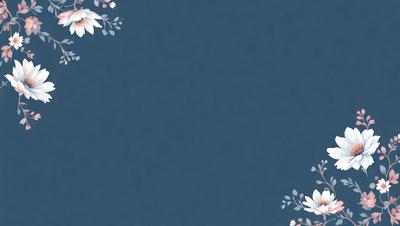 The primary subject of the image is a blue background with a pattern of white flowers. The setting is a clear blue sky, and the visual style is a digital art or illustration. The colors and mood of the image are predominantly blue and serene, creating a peaceful and calming atmosphere.