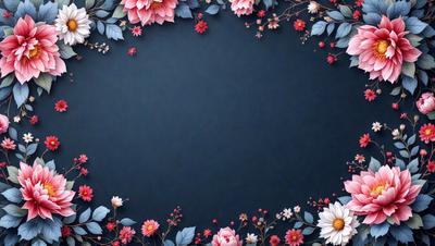 The primary subject of the image is a blue background with a floral pattern. The setting is a blue background with a floral pattern, and the visual style is a digital art or illustration. The dominant colors are blue and pink, creating a calm and serene atmosphere.
