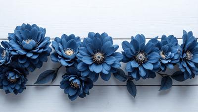The primary subject of the image is a group of blue flowers arranged in a vase. The flowers are placed on a white surface, which serves as the background. The visual style of the image is a photo, capturing the beauty of the flowers in their natural setting. The dominant colors in the image are blue and white, creating a serene and calming atmosphere.