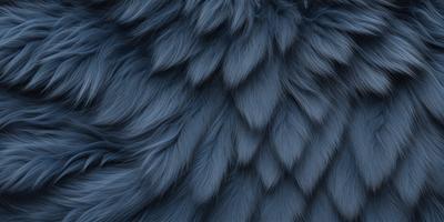 The primary subject of the image is a blue, furry, and textured surface. The setting is a close-up of the fur, showcasing its unique texture and pattern. The visual style is a digital art or illustration, as the fur appears to be a digital creation. The colors and mood of the image are predominantly blue, giving it a calm and serene atmosphere.